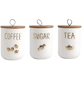 Simcat 27oz Ceramic Canister Set with Airtight Seal Bamboo Lid and Silicone Seal Damp-Proof Kitch...