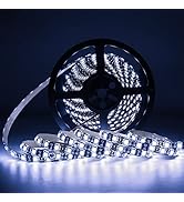 SUPERNIGHT 16.4ft 5050 RGB Strip Waterproof Black PCB, 300 LED Cool White 4000K Rope Lights for B...