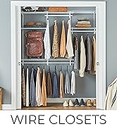 reach in closet with ventilated wire shelves for clothes, pants, jackets, sweaters
