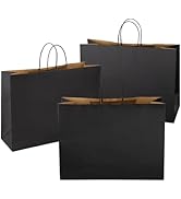 Ronvir 70Pcs Extra Large Black Paper Gift Bags with Handles, 16x6x12 inch Recycled Kraft Paper Ba...