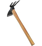 KAKURI Hoe Cultivator Combo Hand Tiller 14-3/4" Heavy Duty Hand Forged Japanese Steel Blade, Japa...