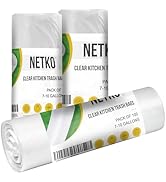 NETKO Clear Kitchen Trash Bags 7-10 Gallon Clear Plastic Garbage Bag for Kitchen, Home, Office, B...