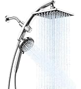 Veken 8" High Pressure Shower Head with Handheld,Multi-pattern,Power Wash | Elite 8-Function Squa...