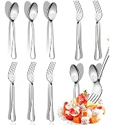 Forks and Spoons Silverware Set, Spoons and Forks Set of 10, Stainless Steel Dessert Forks(5.5 in...