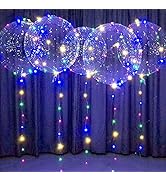 Lightsfever 12pc LED Light up Party Balloons with Batteries Multicolored Big Size Clear Bobo Ball...