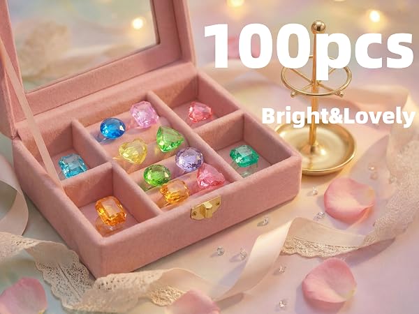 PASEMM 100Pcs Gem Rings Toys for Kids