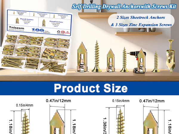 Self Driling Drvwall Anchors with Screws Kit