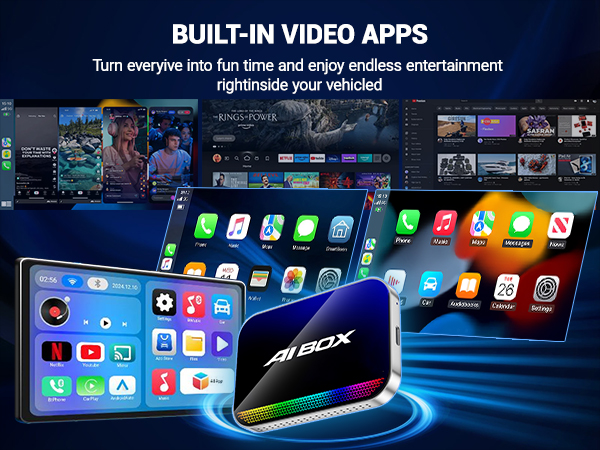 wireless carplay adapter apple iphone tiktok netflix youtube ai magic box