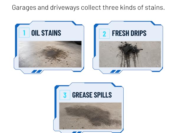 concrete degreaser draws oil stains up and out of the slab surface