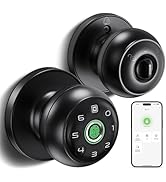 GeekTale Fingerprint Door Lock for Bedrooms, Fingerprint Door Knob with Lock, Smart Door Lock, Ap...