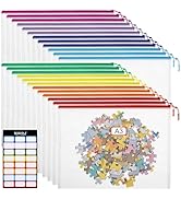 YOPCDJ 24pcs Mesh Zipper Pouch File Bags Puzzle Storage Bags, A3 17x12 Inches Large Reusable Zipp...