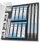 Nicpro Blocky Gear Mechanical Pencils 0.7 mm with Case, 3 Pack Drafting Pencil with 8 Tube (480PC...