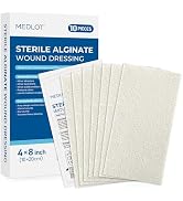 LotFancy Calcium Alginate Wound Dressing, 4”x8” Patches, 10 Count, Sterile Non-Stick Padding, Hig...