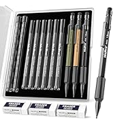 Nicpro 3 PCS 1.3 mm Mechanical Pencil Set 3 Colors with 36 Lead Refill, 3 Eraser - Weatherproof M...