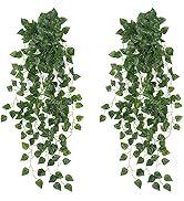 Uieke 2Pcs Fake Plants for Outside Fake Plant Decor 3.1ft Artificial Hanging Plants Fake Ivy Vine...