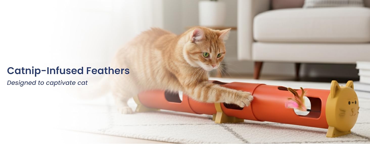 Catnip-infused feather toy for cats