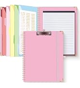HAUTOCO Clipboard Folio with Refillable Notepad for Letter Size (11" x 8.5"), 5 Dividers with 10 ...