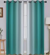 teal curtains