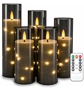Da by 5 Pack Gray Transparent Acrylic Flameless Taper Candles, Flickering Black Wick LED Candles ...