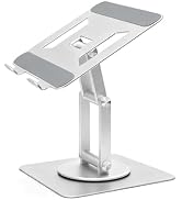 Vearstie Dual-Axis Height Adjustable Laptop Stand for Desk, 360° Swivel Ergonomic Sit-to-Stand Co...