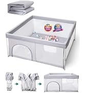 Babelio Foldable Baby Playpen with Mat, 46" × 46" Portable Playard for Babies and Toddlers, Paren...