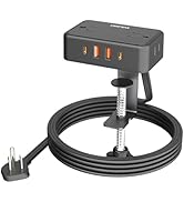 HOPOW Desk Clamp Power Strip, Desktop Mount Charging Station with 4 Outlets 4 USB Ports (2 USB C)...