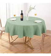 AUSSPVOCT Textured Tablecloth Round 60 Inch Waterproof Spill-Proof Wipeable Table Cloth Wrinkle F...