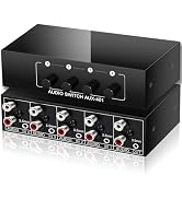 FlyroadUp 3.5mm Aux + RCA L/R Bi-Directional Stereo Audio Switch 4 in 1 Out A/B Analog Audio Swit...