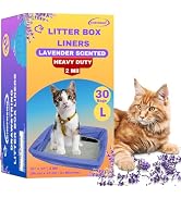 Cat Litter Box Liners Drawstring (30 Bags) Lavender Scented 37" x 17" Large Scratch Resistant Ext...