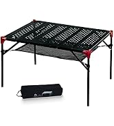 iClimb Extendable Folding Table Large Tabletop Area Ultralight Compact with Hollow Out Tabletop a...