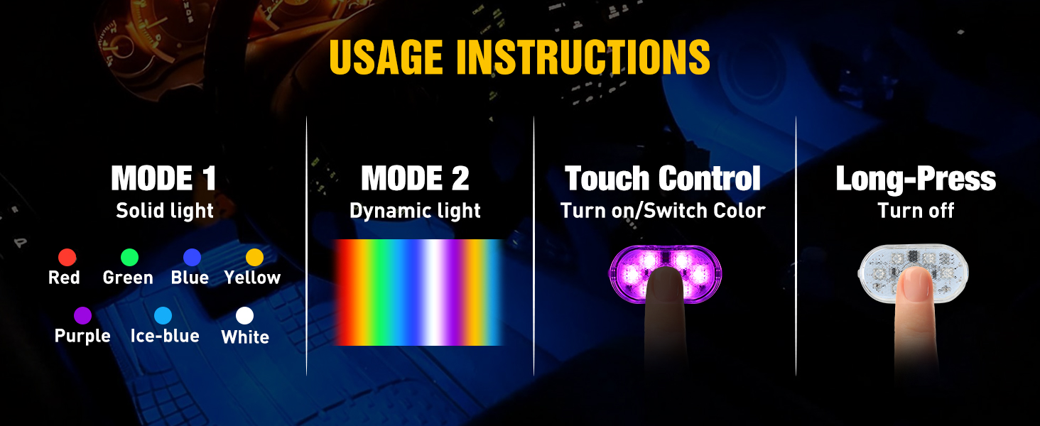 Nilight Wireless Magnetic RGB LED Interior Lights usage instruction