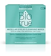 Biotrue Micellar Eyelid Care for Irritated and Dry Eyes Cleansing Wipes, Preservative Free, from ...