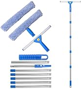 120“Professional Squeegee Window Cleaning Kit with Extension Pole | Streak-Free Silicone Blade,Sm...
