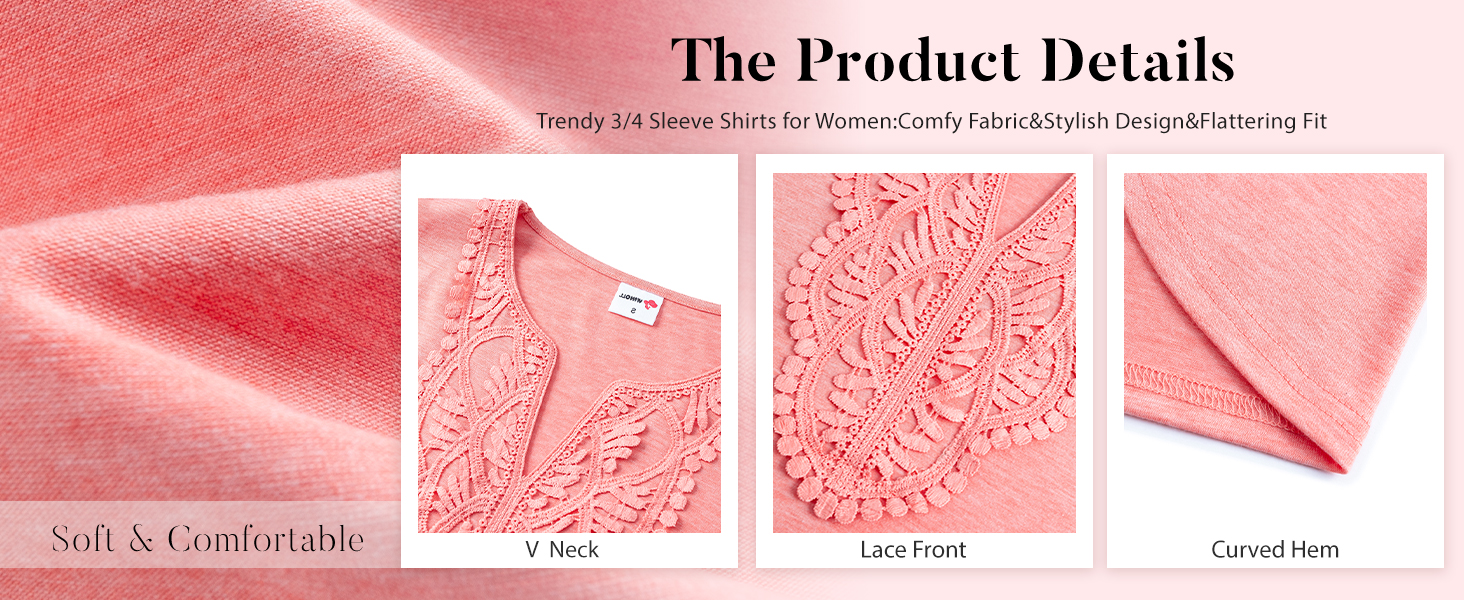 Trendy 3/4 Sleeve Shirts for Women:Comfy Fabric&Stylish Design&Flattering Fit
