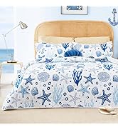 Love's cabin Twin Quilt Bedding Set Coastal White Bedspreads - Soft Bed Summer Beach Nautical Qui...