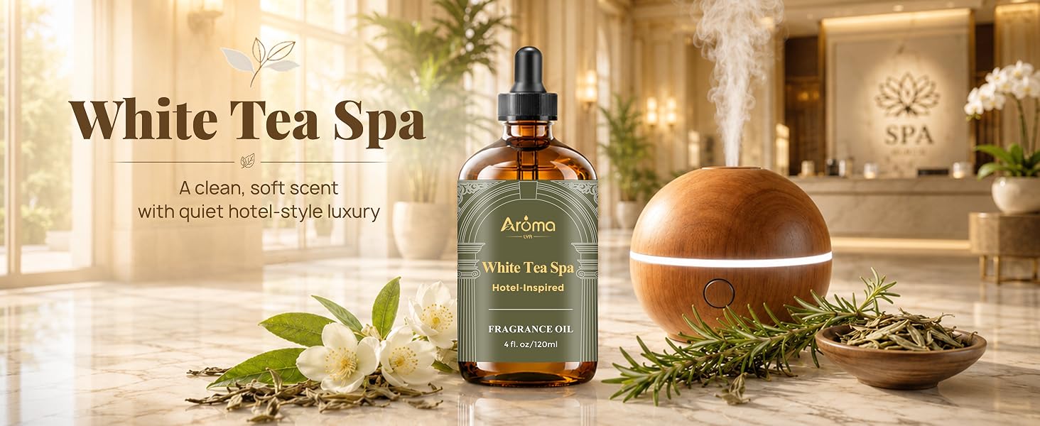 White Tea Spa — a Hotel-Inspired fragrance oil that recreates the iconic white-tea spa lobby vibe