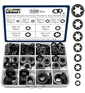 Vifmy 500PCS Internal Tooth Star Lock Washers,m2.5 m3 m4 m5 m6 m8 m10 m12 Quick Speed Locking Was...