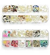 Goliton 24 Boxes Natural Seashell Slices Nail Art Supplies Irregular Shell Slices Small Gravel De...