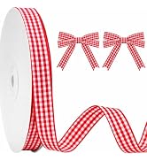 KINGLAKE Red and White Gingham Ribbon - 5/8" x 50Yds Red Gingham Ribbon for Anniversary Mother's ...