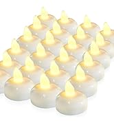 Homemory 200 Hours 24 Pack Flameless Floating Candles, Warm White Led Flickering Tealight Candles...