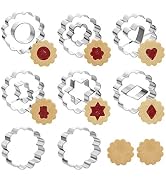 GWHOLE 8 Pack of Mini Linzer Cookie Cutter Set Biscuit Cutters for Christmas Winter Holiday