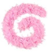 FeelfunFeather 45g Pink Feather Boas 2 Yards Turkey Chandelle Feathers Boa for DIY Craft Wedding ...