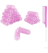 MOODKEY 24PCS Self Grip Small Hair Curlers Set Nylon Hair Rollers, Heatless Pro Salon Hairdressin...