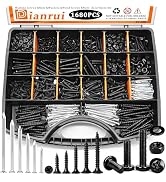 Dianrui 1680 PCS Blcak Nails and Screws Assortment Kit & Screw Bolts and Nuts, M3/M4/M5/M6 Machin...