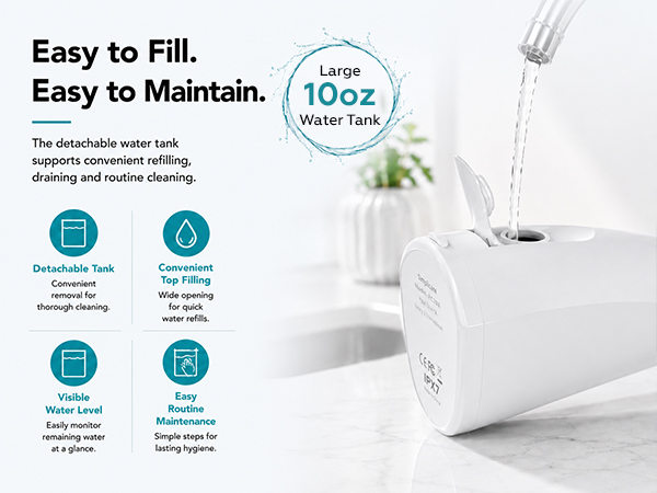 SimpliCare F5039 cordless water flosser with 8 tips for daily oral care