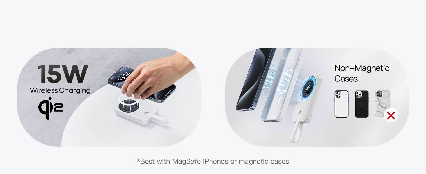 portable charger power bank Magnetic Power Bank Wireless Portable Charger with Fast Charging