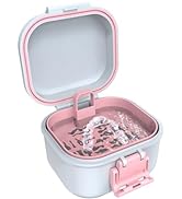 BVN Leak-Proof Denture case, Denture Cup for Soaking dentures, Retainer Cleaning case Pink and Wh...