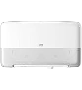 Tork Twin Mini Jumbo Toilet Paper Roll Dispenser White T2, Protects Rolls, Elevation Range, 5555200