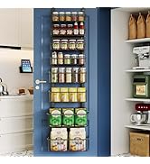 Over The Door Pantry Organizer, 8-Tier Over The Door Organizer with Adjustable Baskets, Metal Han...