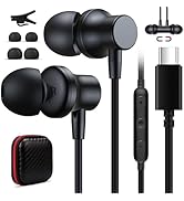 USB C Wired Headphones for iPhone 16 Plus 15 Oneplus 12, USB C Earbuds Magnetic Noise Canceling i...